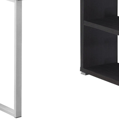 47" Gray and Silver L Shape Computer Desk With Three Drawers