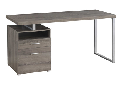 24" Taupe and Silver Computer Desk With Two Drawers