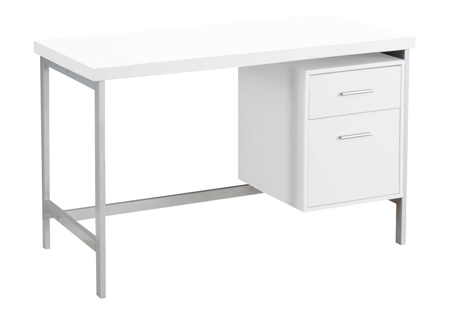 24" White and Silver Computer Desk With Two Drawers