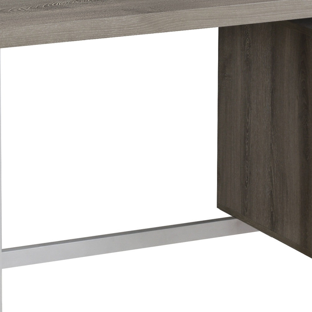 24" Taupe and Silver Computer Desk With Two Drawers