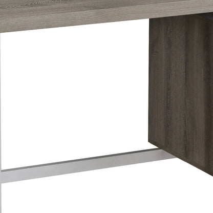 24" Taupe and Silver Computer Desk With Two Drawers