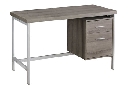 24" Taupe and Silver Computer Desk With Two Drawers