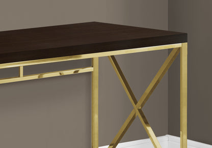 47" Espresso and Gold Writing Desk