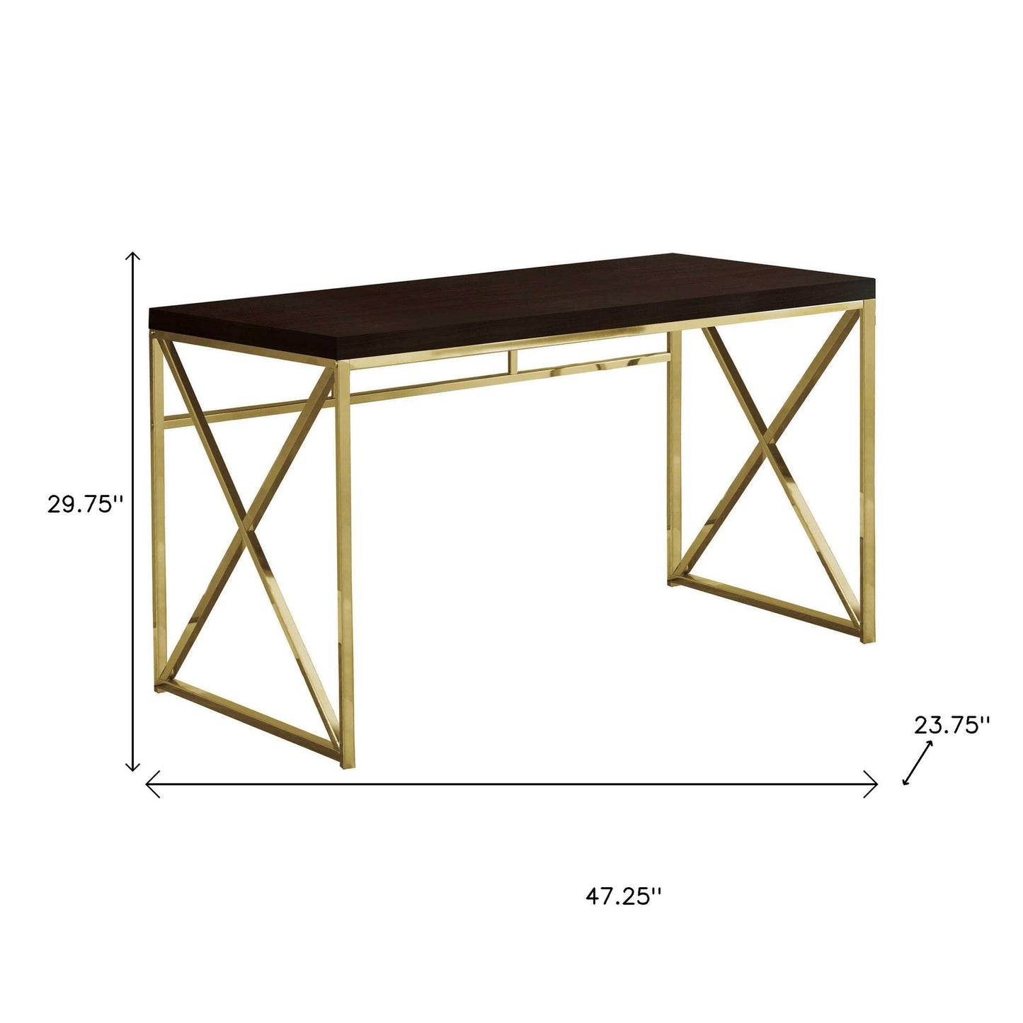 47" Espresso and Gold Writing Desk