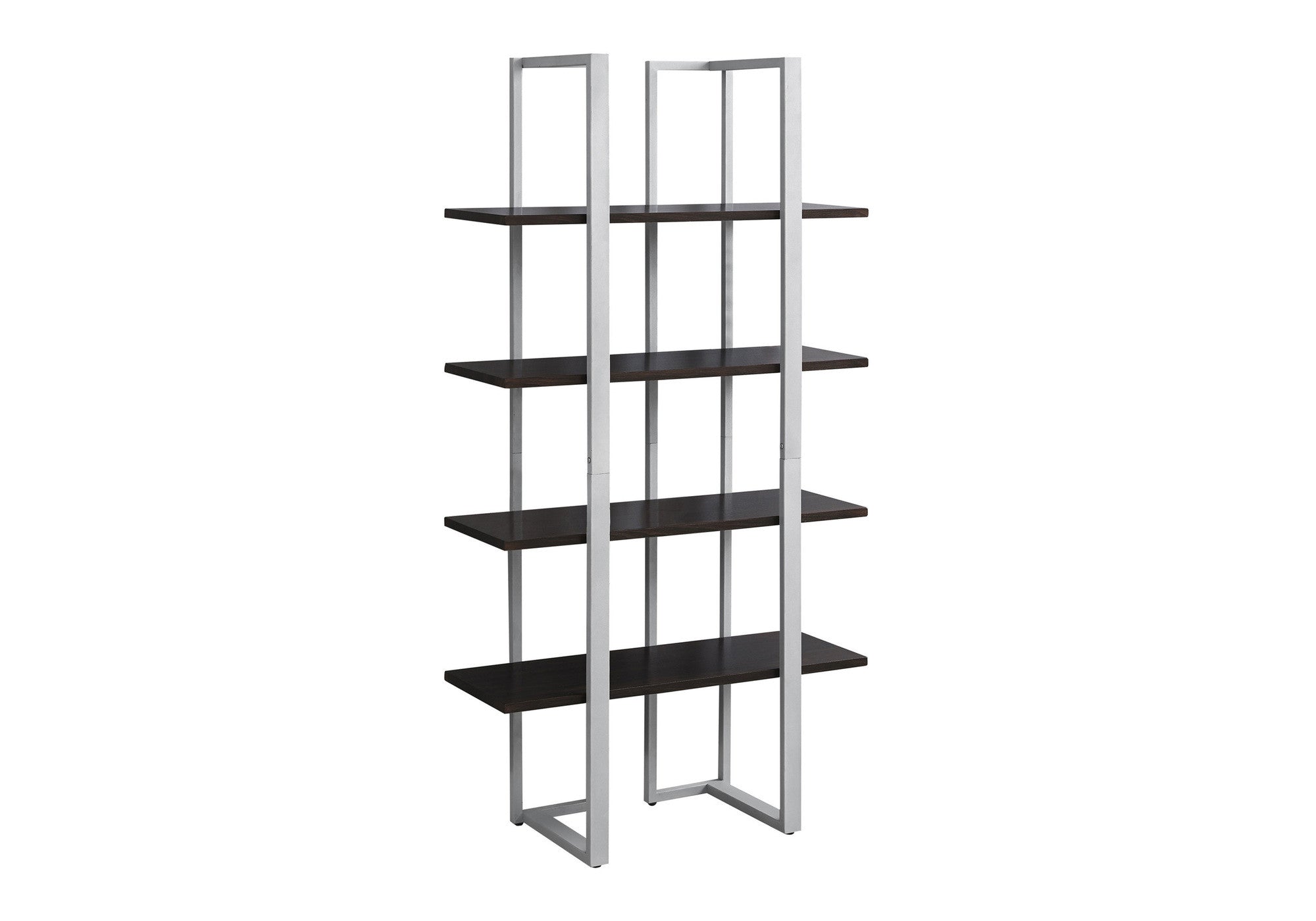 Espresso Metal Four Tier Bookcase