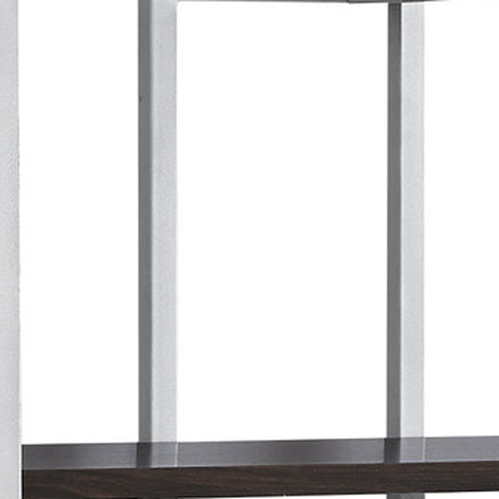 Espresso Metal Four Tier Bookcase