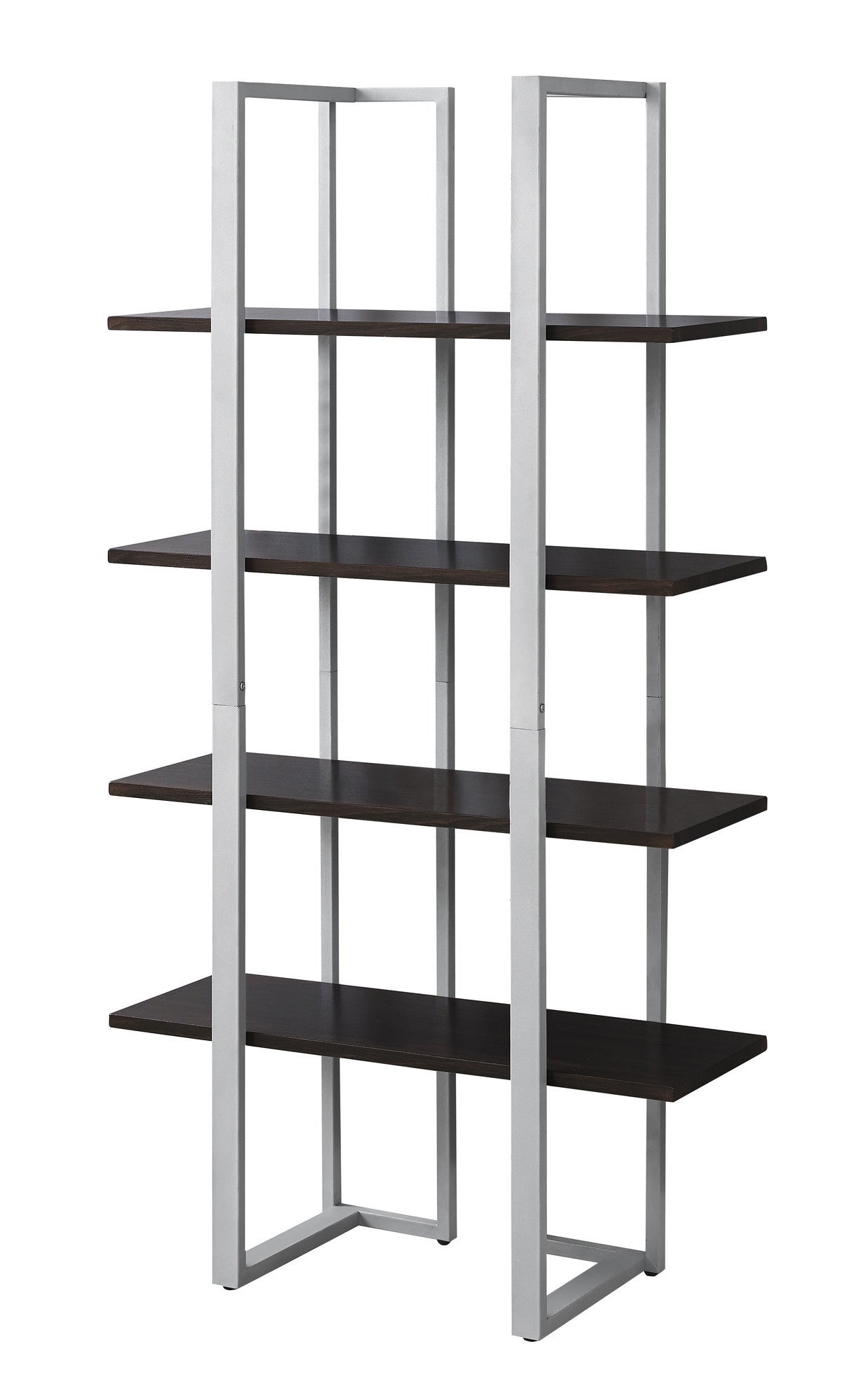 Espresso Metal Four Tier Bookcase