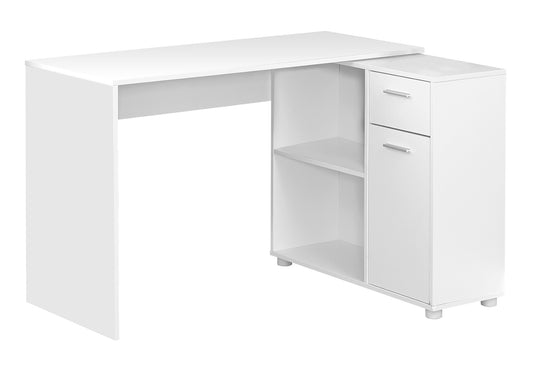 34" White L Shape Computer Desk With Two Drawers