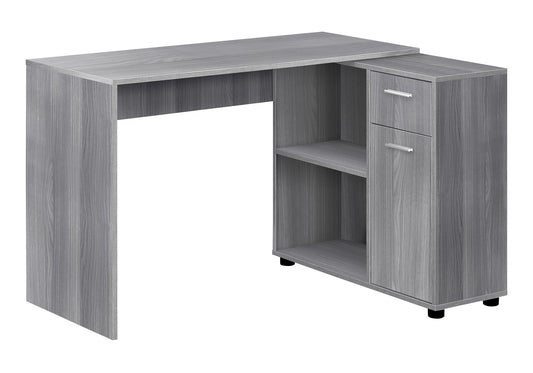 34" Gray L Shape Computer Desk With Two Drawers