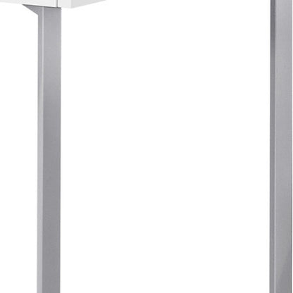 22" White and Silver Writing Desk With Two Drawers