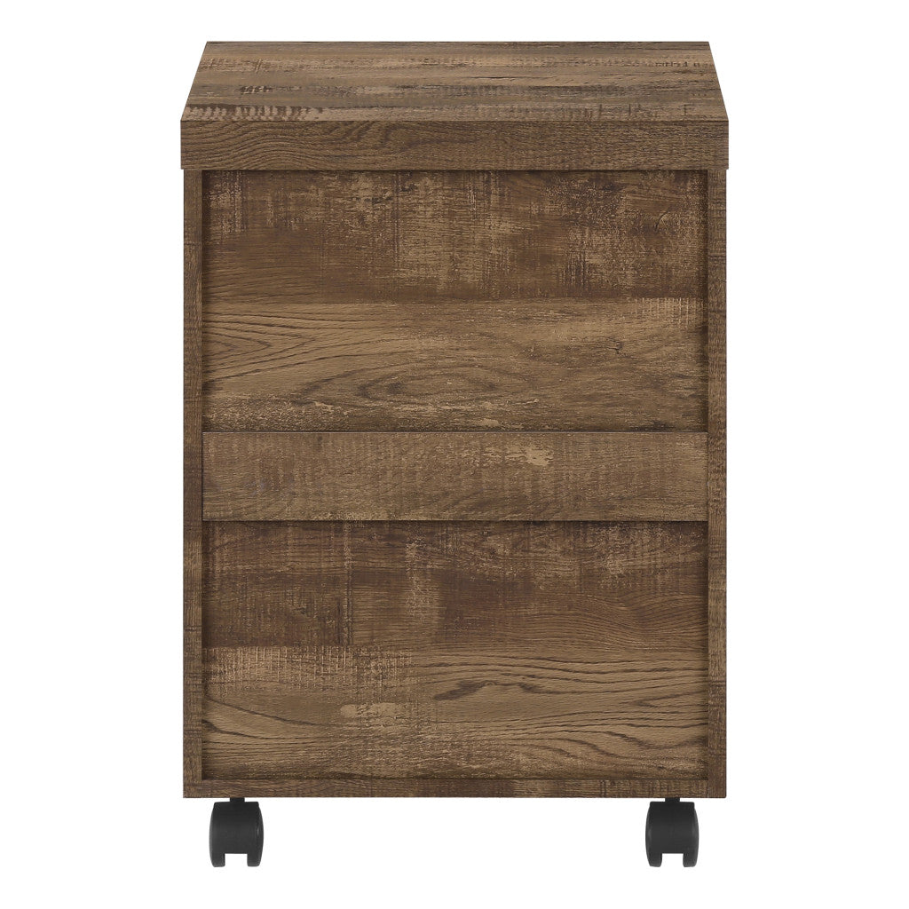 25" Brown Particle Board and Wood Filing Cabinet With Drawers