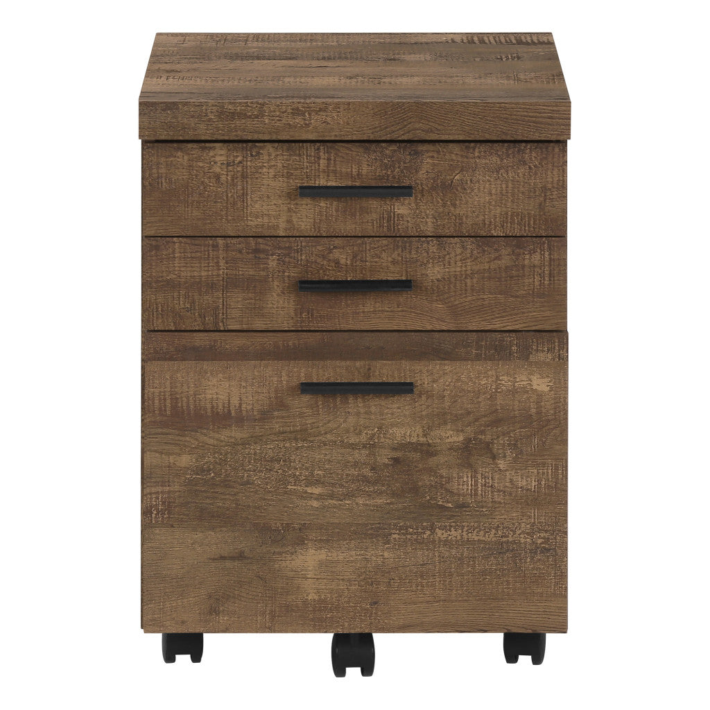 25" Brown Particle Board and Wood Filing Cabinet With Drawers