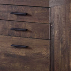 25" Brown Particle Board and Wood Filing Cabinet With Drawers