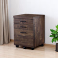 25" Brown Particle Board and Wood Filing Cabinet With Drawers