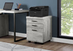 25" Grey Particle Board And Wood Filing Cabinet With Drawers