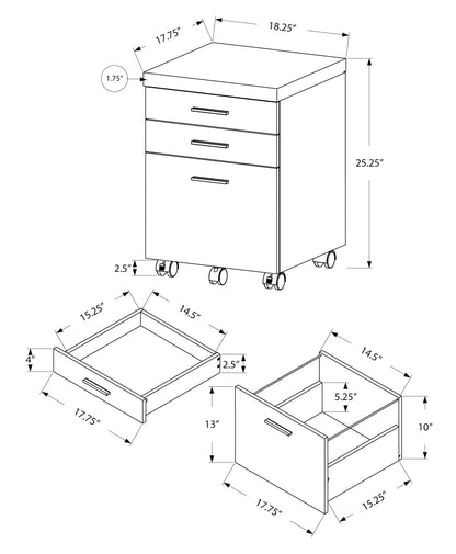 25" Grey Particle Board And Wood Filing Cabinet With Drawers