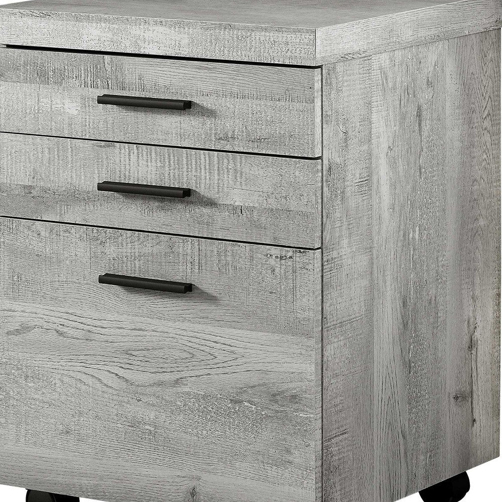 25" Grey Particle Board And Wood Filing Cabinet With Drawers