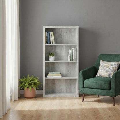 48" Gray Wood Four Tier Bookcase