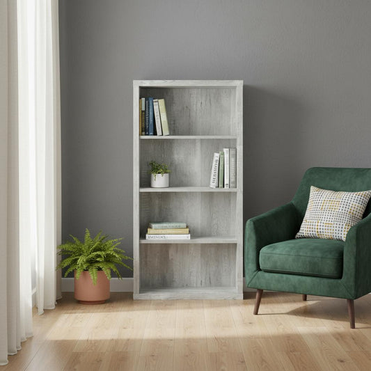 48" Gray Wood Four Tier Bookcase