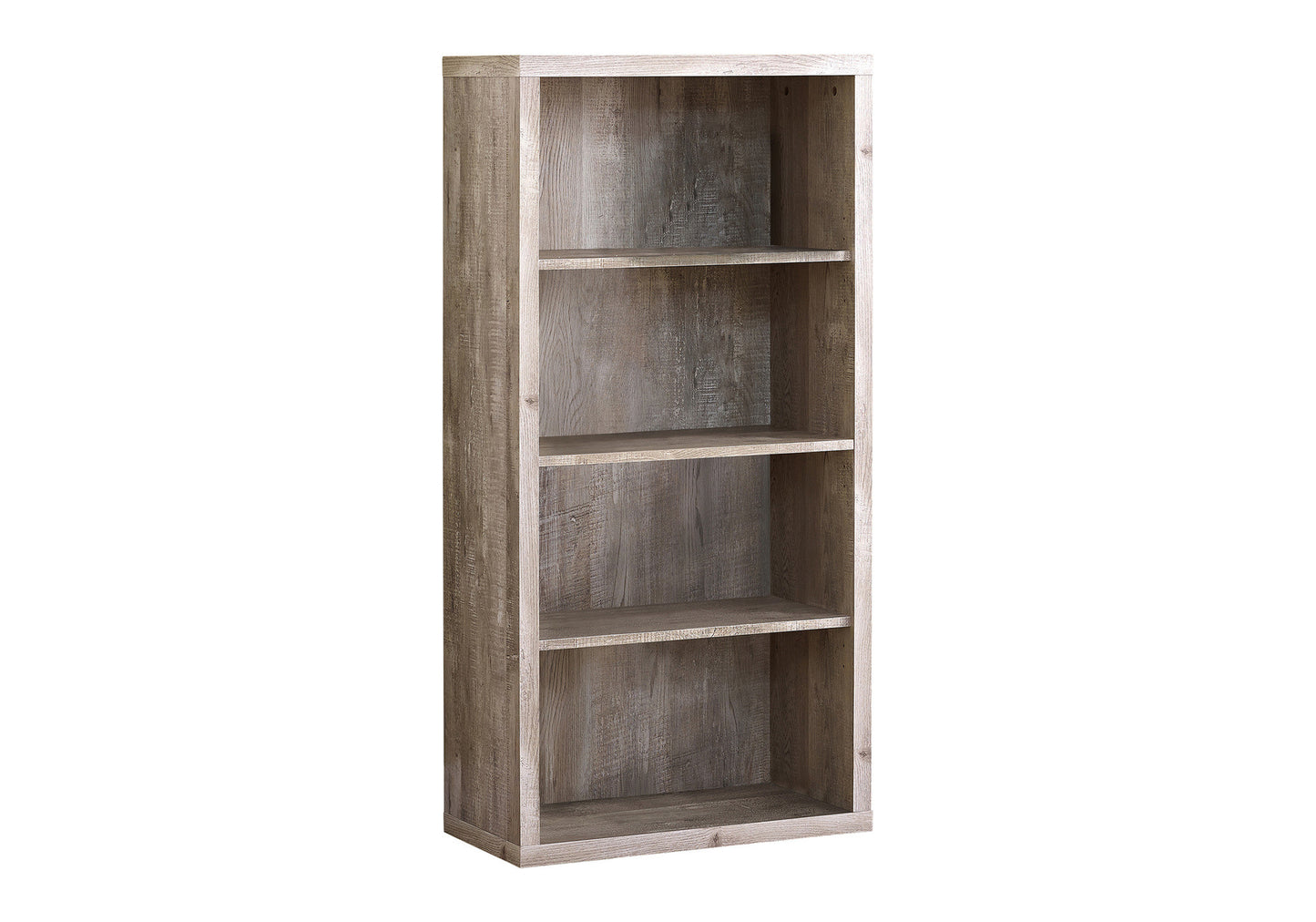 48" Taupe Distressed Wood Adjustable Four Tier Bookcase
