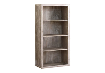 48" Taupe Distressed Wood Adjustable Four Tier Bookcase