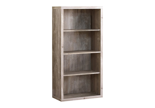 48" Taupe Distressed Wood Adjustable Four Tier Bookcase