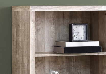 48" Taupe Distressed Wood Adjustable Four Tier Bookcase