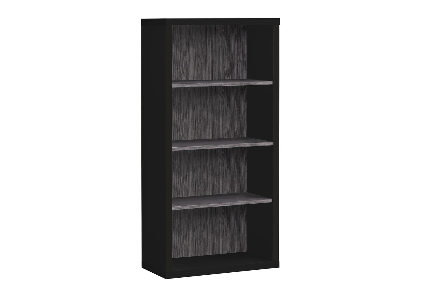 48" Black And Gray Distressed Wood Adjustable Four Tier Bookcase