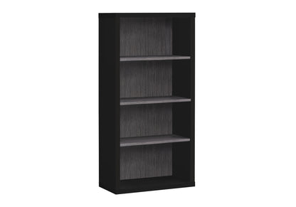 48" Black And Gray Distressed Wood Adjustable Four Tier Bookcase