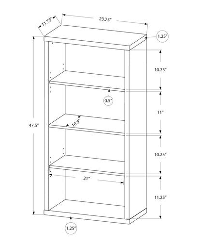 48" Black And Gray Distressed Wood Adjustable Four Tier Bookcase