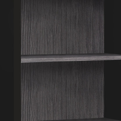 48" Black And Gray Distressed Wood Adjustable Four Tier Bookcase