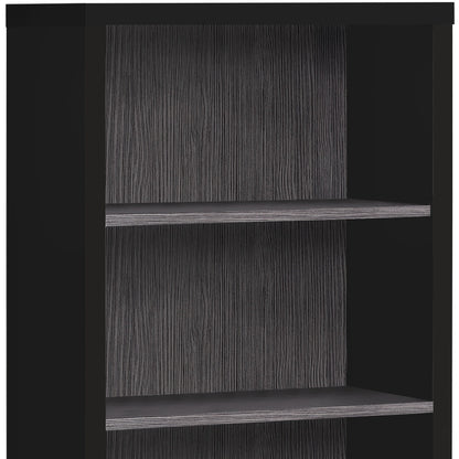 48" Black And Gray Distressed Wood Adjustable Four Tier Bookcase