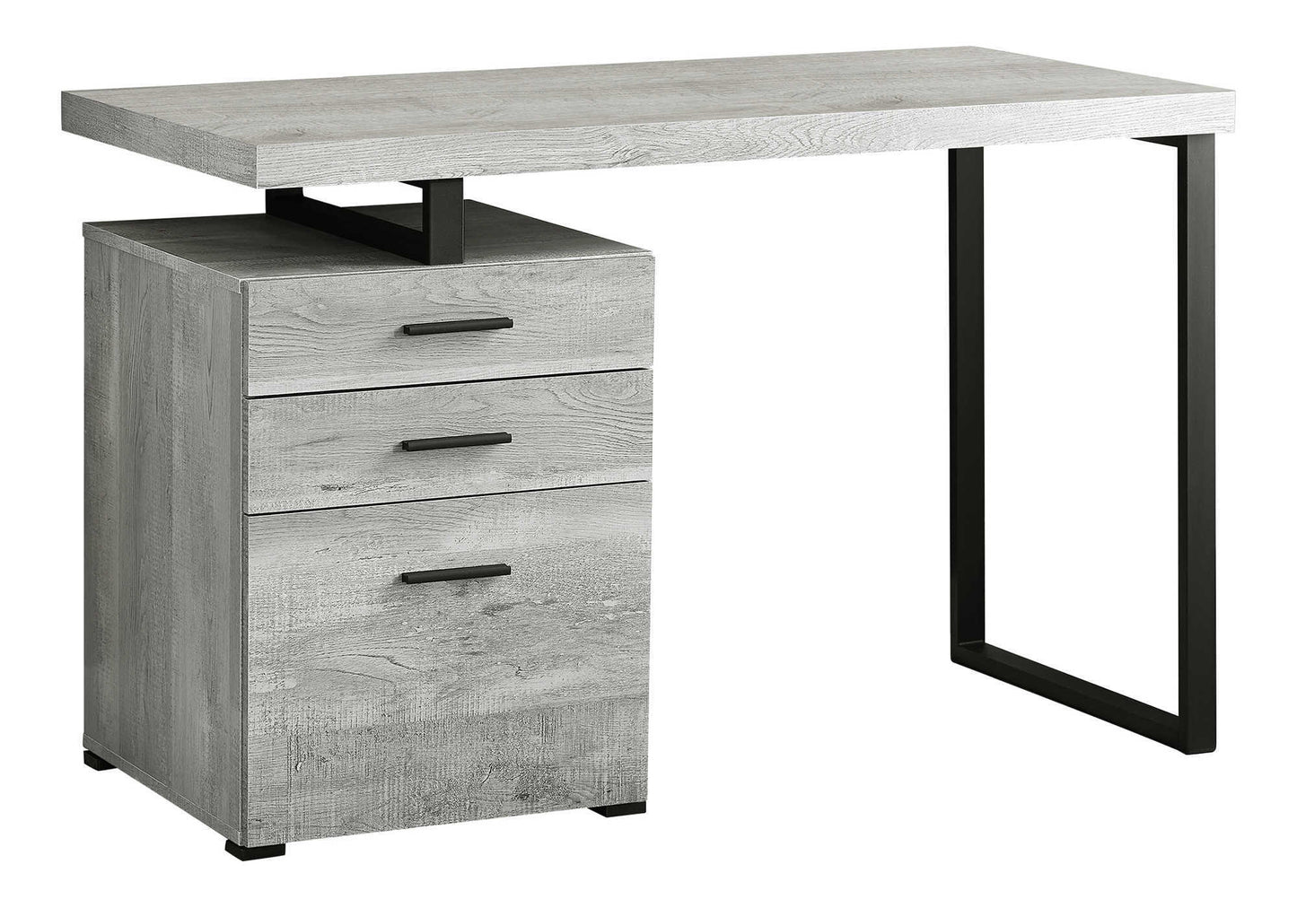 47" Gray and Black Computer Desk With Three Drawers