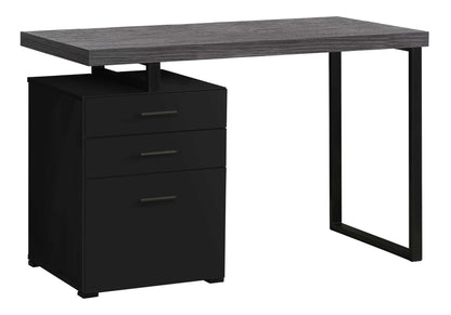 24" Gray and Black Computer Desk With Three Drawers