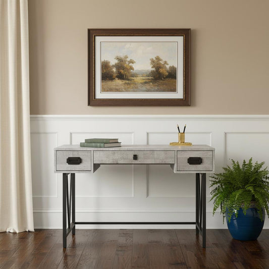 24" Gray and Black Computer Desk With Three Drawers