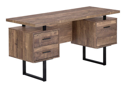 24" Brown and Black With Three Drawers