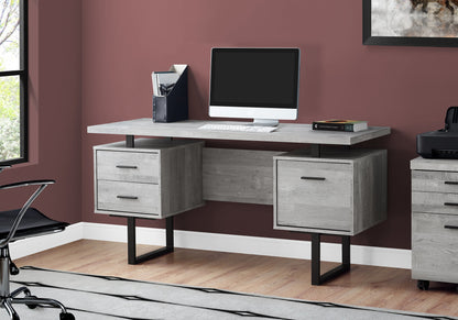 24" Gray and Black Computer Desk With Three Drawers