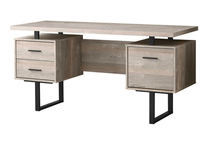24" Taupe and Black Computer Desk With Three Drawers