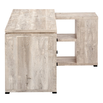 47" Taupe L Shape Computer Desk With Three Drawers