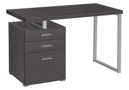 24" Gray and Silver Computer Desk With Three Drawers