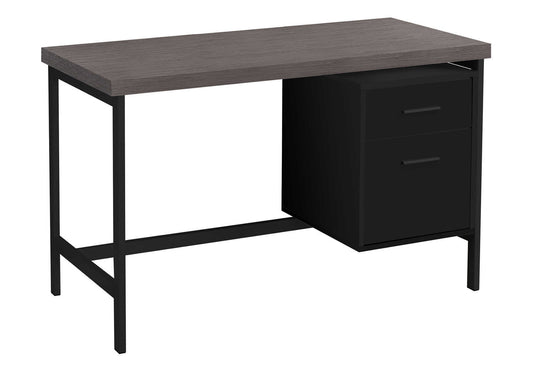 24" Gray and Black Computer Desk With Two Drawers
