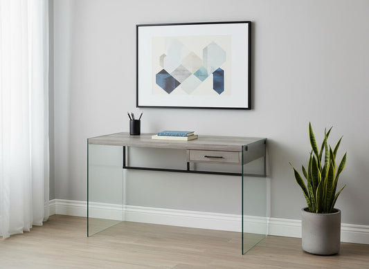 24" Gray and Clear Computer Desk