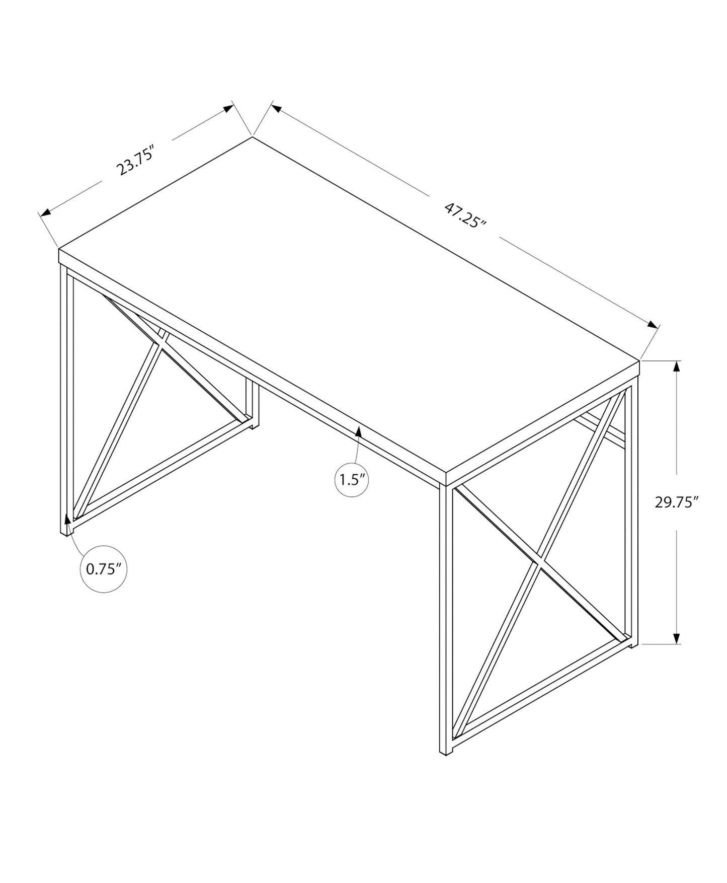 24" Gray and Black Computer Desk