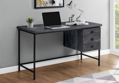 24" Gray and Black Computer Desk With Three Drawers
