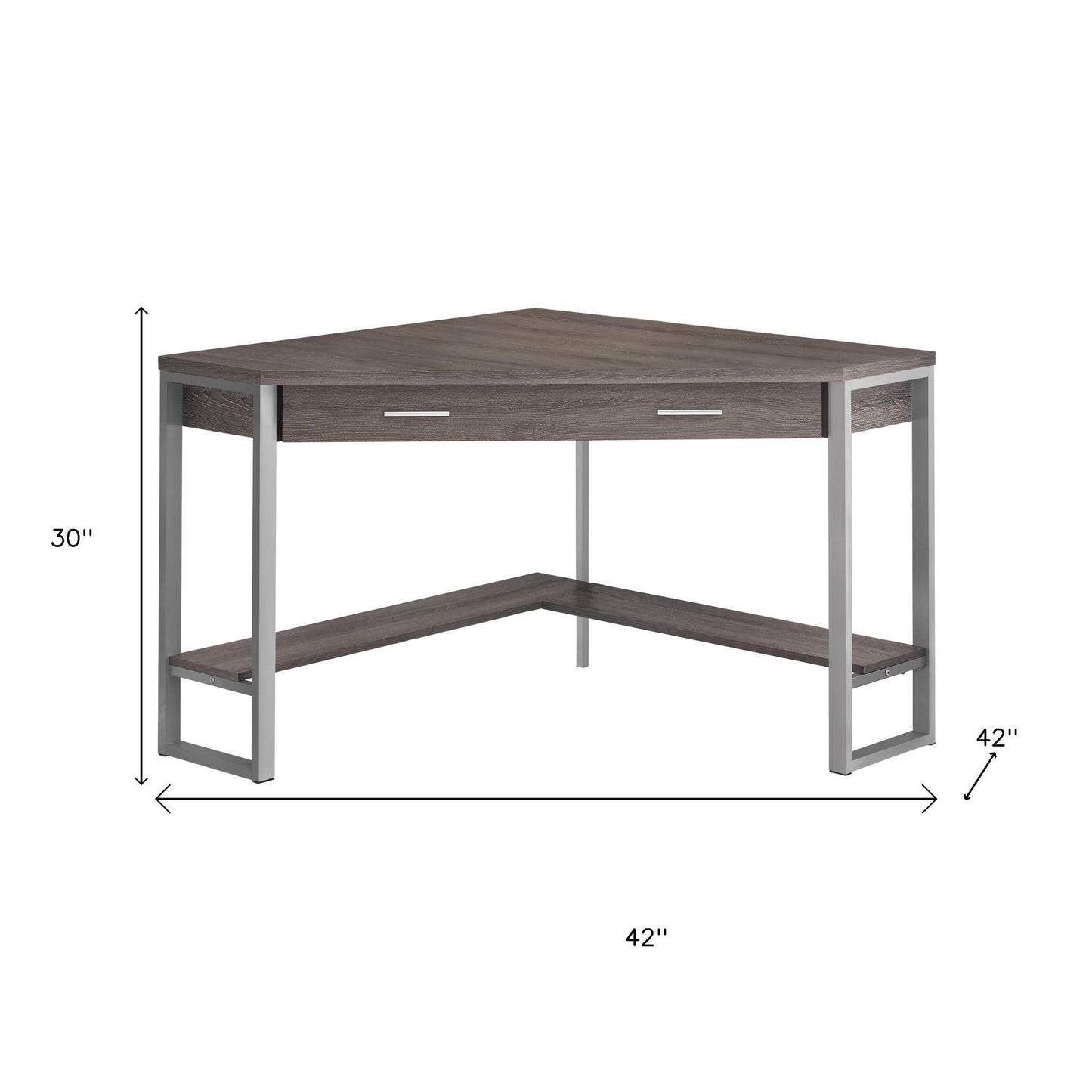 42" Taupe and Silver Corner Computer Desk