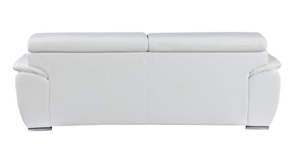 Two Piece Indoor White Genuine Leather Five Person Seating Set