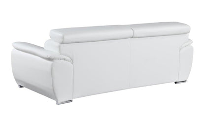 Two Piece Indoor White Genuine Leather Five Person Seating Set