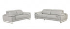 Two Piece Indoor Light Gray Italian Leather Five Person Seating Set