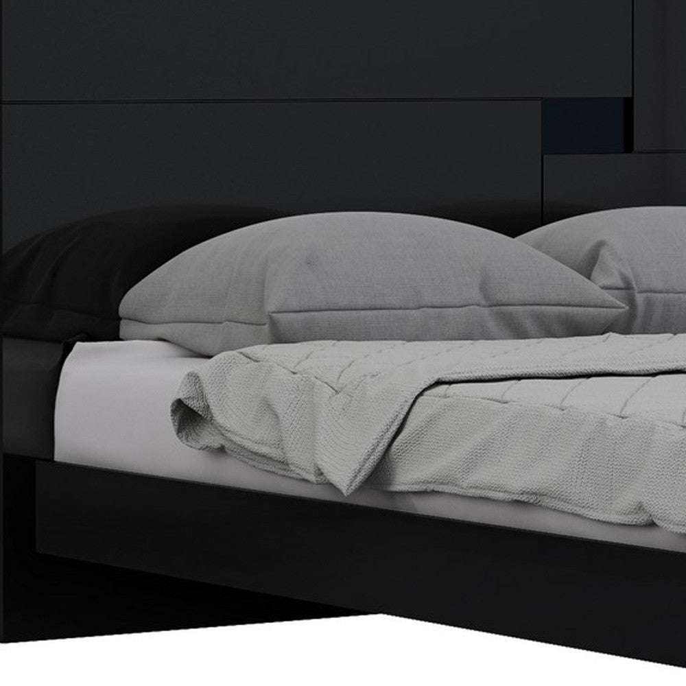 Black Solid Wood King Bed Frame
