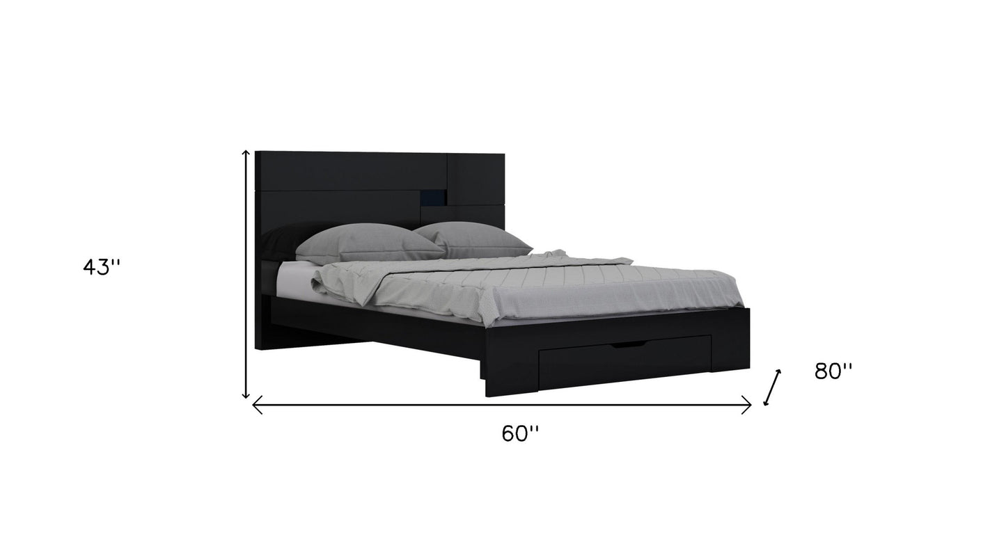 Black Solid Wood Queen Bed Frame
